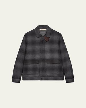 Baldassari Wool Check Overshirt - Black