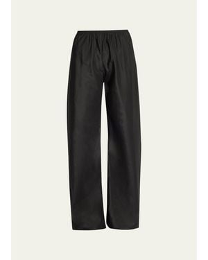 The Row Gala Silk Taffeta Wide-Leg Pull-On Pants - Black