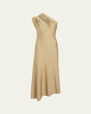 KHAITE Coast Metallic Jersey One-Shoulder Midi Dress