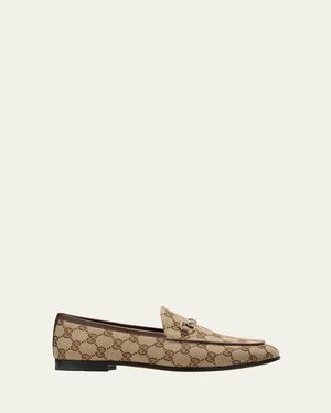 Gucci Gg Canvas Flat Loafers - Natural