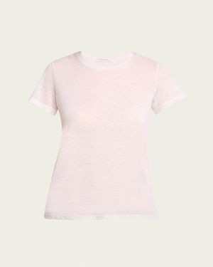 The Row Wesler Heathered Cashmere Short-Sleeve T-Shirt - Pink