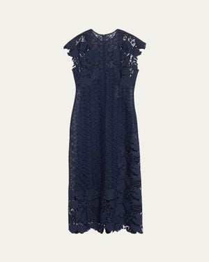 Lela Rose Floral Lace Pencil Dress - Blue