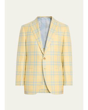 Cesare Attolini Cashmere And Silk Oversized Plaid Single-Breasted Sport Coat - Natural