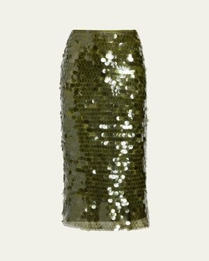 Cinq À Sept Calista Sequined Pencil Skirt - Green
