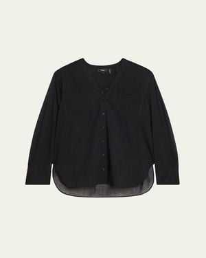Theory Oversized Lightweight Button-Front Shirt - Black