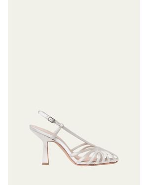 Loeffler Randall 70Mm Alexandra Lattice Satin Pumps - Natural