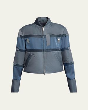 ブルゾン Sacai Two-Tone Wool Bomber Jacket Sacai Two-Tone Wool Bomber Jacket in Black | Lyst