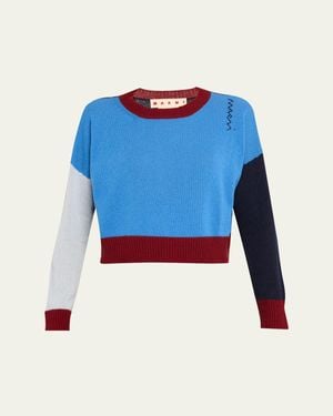 Marni Colorblock Cashmere Crewneck Sweater - Blue