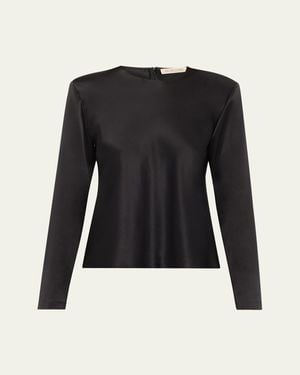 Heirlome Ruth Crewneck Silk Top - Black