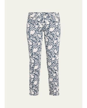 R13 Floral Boy Straight Cropped Jeans - Blue