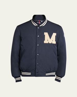 Moncler Lateltin Padded Varsity Bomber Jacket - Blue