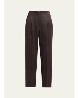 Giorgio Armani Pleated Wool Straight-Leg Ankle Pants - Multicolor