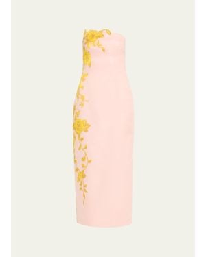 Lela Rose Strapless Rose Fil Coupe Ankle Cocktail Dress - Pink