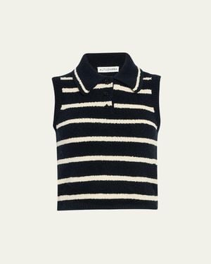 Altuzarra Elmer Striped Knit Sleeveless Polo Top - Blue