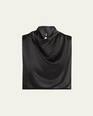AEXAE Silk Cowl-Neck Top - Black