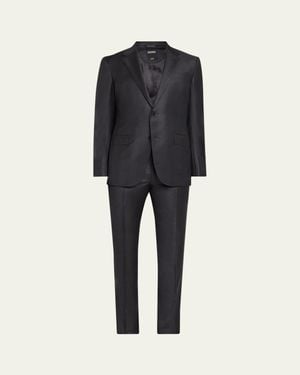 ZEGNA 12Milmil12 Wool Tonal Check Suit - Blue