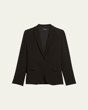 Theory Admiral Crepe One-Button Staple Blazer - Black