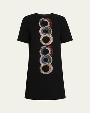 Libertine Sonia Crystal Short-Sleeve Shift Dress - Black