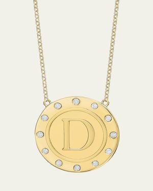 Tracee Nichols 14K Initial Token Necklace With Diamonds - Metallic