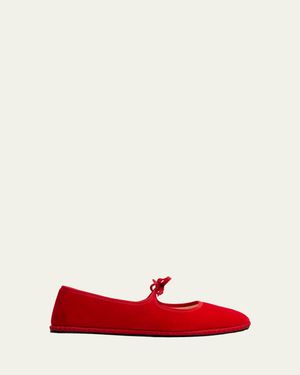 Vibi Venezia Canvas Mary Jane Ballerina Flats - Red