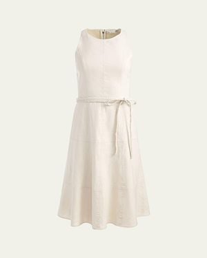Alice + Olivia Leandra Belted Dress in Natural | Lyst
