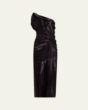 Dries Van Noten Damari One-Shoulder Pleated Dress - Black
