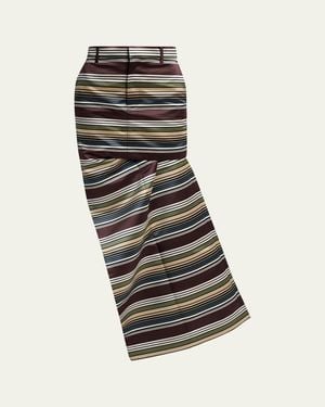Sacai Asymmetric Striped Satin Maxi Skirt - Black
