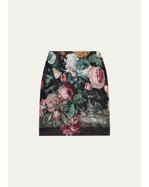 L'Agence Marseille Floral Jacquard Mini Skirt - Multicolor