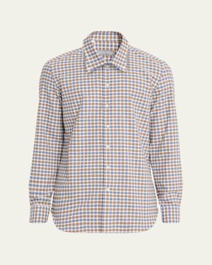 Bergdorf Goodman Cotton Petite Plaid Classic Fit Button-Down Shirt - White