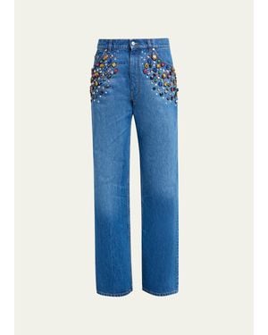 Stella McCartney Crystal Embellished Straight-Leg Jeans - Blue