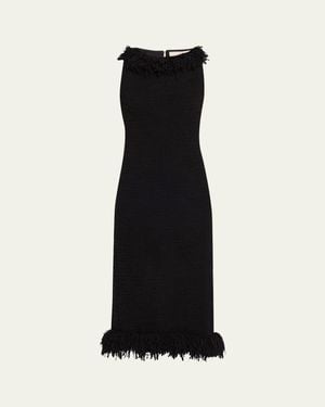 LIBEROWE Monunment Fringed Boucle Midi Dress - Black