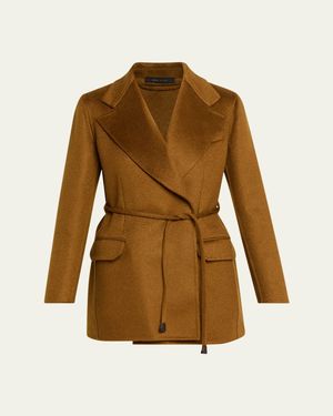 Brioni Tailored Cashmere Wrap Coat - Brown