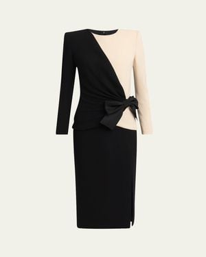Valentino Garavani Colorblock Bow Slit Midi Dress - Black
