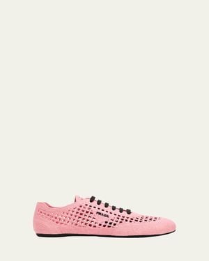 Prada Metallic Crochet Low-Top Sneakers - Pink