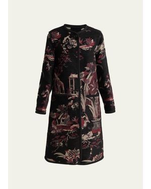 Etro Toile Brocade Single-Breasted Long Coat - Black