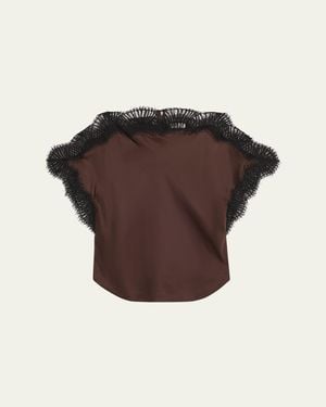 A.L.C. Luna Satin Lace-Trim Top - Brown