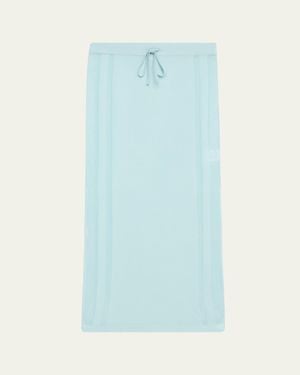 DIOTIMA Brompton Drawstring Pointelle Cashmere Midi Skirt - Blue