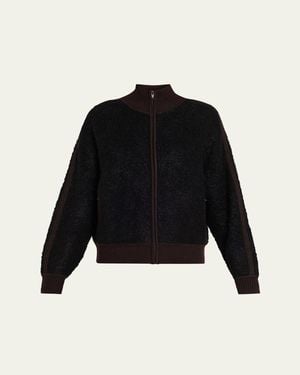 6397 Zip-Up Bouclé Track Jacket - Black