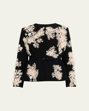 Libertine Whispering Blooms Belted Wrap Jacket - Black