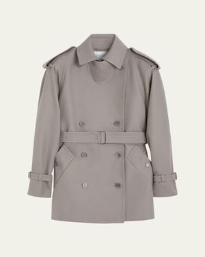 Max Mara Cacio Double-Breasted Cotton Duster Coat - Gray