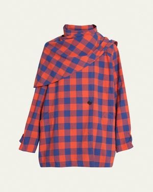 The Row Tina Check Draped Jacket - Red