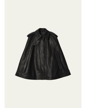 Burberry Clevedon Leather Cape - Black