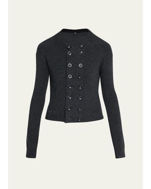 R13 Double-Breasted Merino Wool Cardigan - Blue