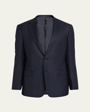 Giorgio Armani Soft Prince Of Wales Single-Breasted Sport Coat - Blue