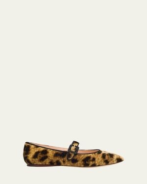 Loeffler Randall Ginger Velvet Mary Jane Ballerina Flats - Natural