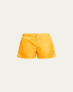 Moncler Nylon Logo Swim Trunks - Yellow