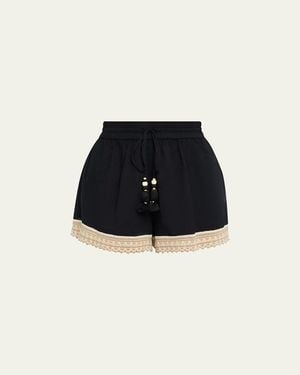 Ramy Brook Adrienne Cotton Cover-Up Shorts - Black