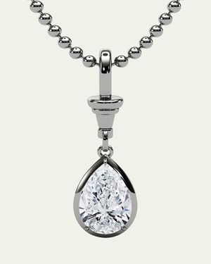 HauteCarat Pear-Shape Lab Diamond Pendant Necklace - White