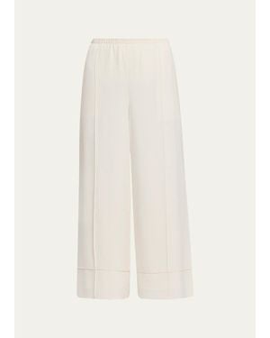 Theory Crop Pintuck Wide-Leg Pants - White