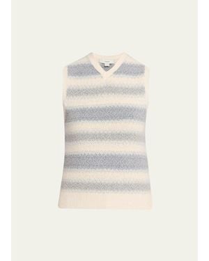 Vince V-Neck Knit Summer Sweater Vest - Natural